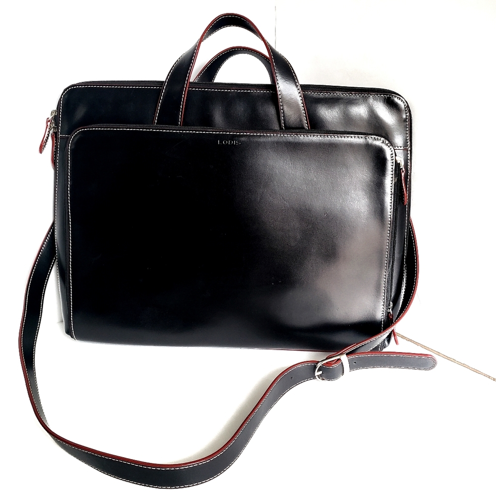 Lodis Audrey Slim leather black briefcase laptop